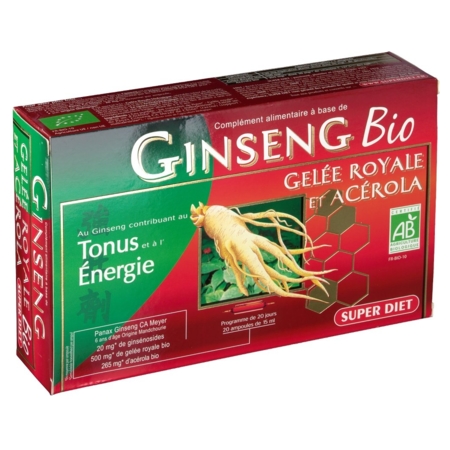 TONUS ENERGIE GINSENG GELEE ROYALE ACEROLA BIO 30 AMPOULES SUPERDIET