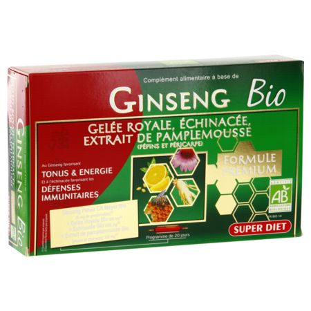 Superdiet ginseng gelee royale premium bio, 20 ampoules