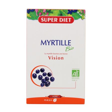 Superdiet myrtille bio, 20 ampoules buvables