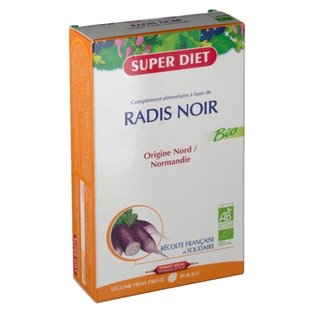 Superdiet radis noir bio, 20 ampoules buvables