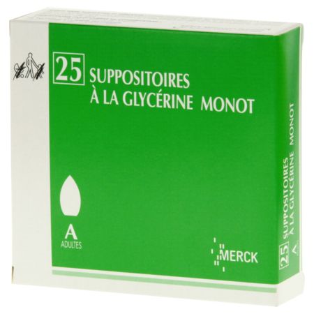 Suppositoires a la glycerine monot adultes, 25 suppositoires
