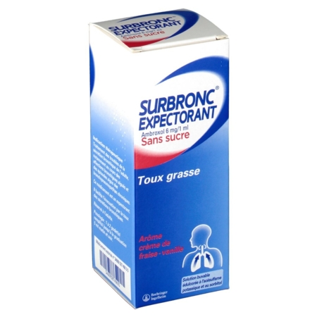 Surbronc expectorant ambroxol sans sucre, flacon de 100 ml de solution buvable