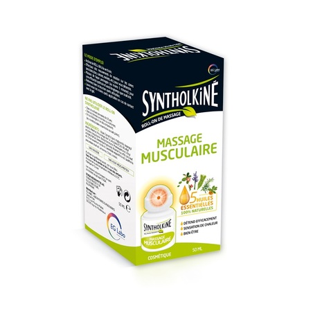 Syntholkine Massage Musculaire aux 5 Huiles Essentielles, Roll-On de 50 ml