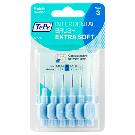 TePe Brossettes Interdentaires Extra Souples bleu pastel 0.6mm