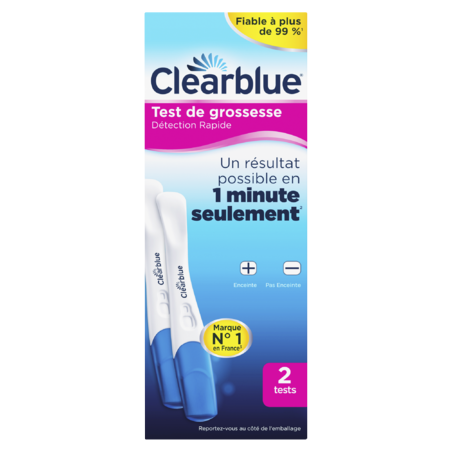 Test de grossesse Clearblue Détection Rapide, Kit avec 1 test/2 tests