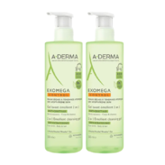 A-Derma Exomega Control Gel Lavant Emollient 2 en 1, 2 x 500 ml