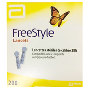 Abbott FreeStyle Lancettes Stériles de Calibre 28G, 200 Lancettes