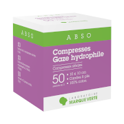 ABSO Compresses gaze 10x10, boîte de 50 sachets de 2