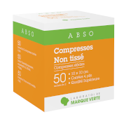 ABSO Compresses non-tissé 10x10, boîte de 50 sachets de 2