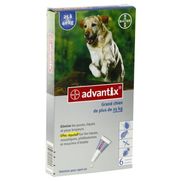 Advantix grand chien 25 à 40 kg, boîte de 6 pipettes de 4 ml