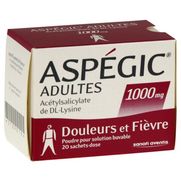 Aspegic adultes 1000 mg, 20 sachets