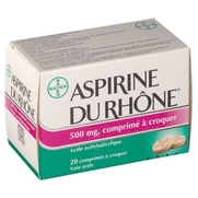 Aspirine du rhone 500 mg, 20 comprimés à croquer