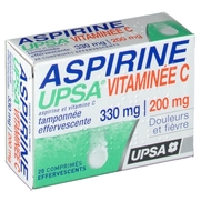 Aspirine upsa vitaminee c tamponnee effervescente, 20 comprimés effervescents sécables