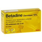 Betadine dermique 10 %, 10 x 5 ml de solution pour application