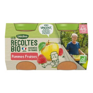 Blédina Les Récoltes Bio Compote Bébé Pommes Fraises dès 6 mois, 2 x 130g