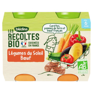 Blédina Les Récoltes Bio Légumes du Soleil Boeuf, 2 x 200 g