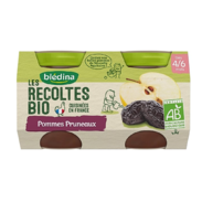 Blédina Récoltes Bio Pommes Pruneaux, 2 x 130 gr