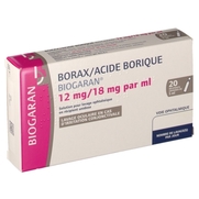 Borax/acide borique biogaran 12 mg/18 mg/ml, 20 récipients unidose de solution pour lavage ophtalmique