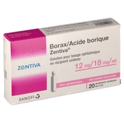 Borax/acide borique zentiva 12 mg/18 mg/ml, 20 récipients unidose de solution pour lavage ophtalmique