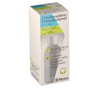 Chlorhexidine/chlorobutanol mylan 0,5 ml/0,5 g pour 100 ml, flacon de 90 ml de solution pour bain de bouche