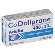 Codoliprane adultes 400 mg/20 mg, 16 comprimés sécables