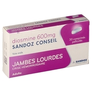 Diosmine sandoz conseil 600 mg, 30 comprimés pelliculés