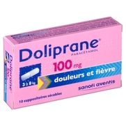 Doliprane 100 mg, 10 suppositoires