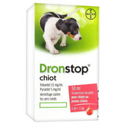 Dronstop chiot, boîte de 1 flacon de 50 ml et d'une seringue graduée de 5 ml