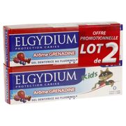 Elgydium kids caries gel dentif grenadine, 2 x 50 ml