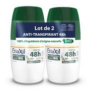 ETIAXIL - Déodorant Anti-transpirant Végétal - Transpiration Modérée - Certifié Bio - Aisselles - 48h - Parfum Coco - Roll On - 50 ml - Lot de 2