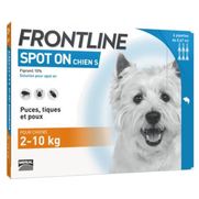 Frontline spot on chien s, boîte de 1 plaquette de 4 pipettes à embout sécable de 0,67 ml