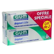 Gum original white dentifrice, 2 x 75 ml