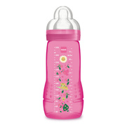 Mam Biberon Easy Active 2ème Âge Débit 3 Paradise Island Rose, 330 ml