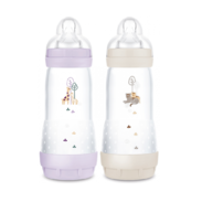 Mam Easy Start Biberons Anti-colique +4 Mois Débit 3 Lilas et Sable, 2 x 320 ml