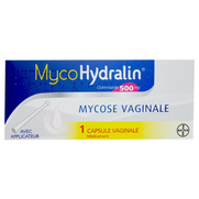 MycoHydralin 500 mg Capsule Vaginale avec Applicateur, Boite de 1
