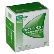 Nicorette menthe fraiche 2 mg sans sucre, 30 gommes à mâcher