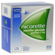 Nicorette menthe glaciale 2 mg sans sucre, 210 gommes à mâcher