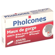 Pholcones bismuth adultes, 8 suppositoires