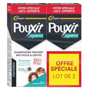 Pouxit Shampooing Traitement Antipoux & Lentes, Lot de 2 Flacons de 250 ml