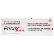Priorix, Flacon de poudre injectable et seringue préremplie de 0,5 ml de solution