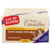 Roge cavailles savon surgras extra doux, 3 x 250 g