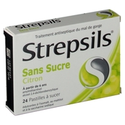 Strepsils citron sans sucre, 24 pastilles à sucer