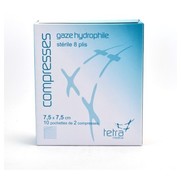 Tetra compresse sterile 7,5 cm x 7,5 cm, 2 x 10