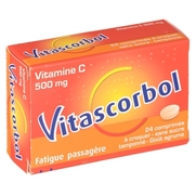 Vitascorbol sans sucre tamponne 500 mg, 24 comprimés à croquer