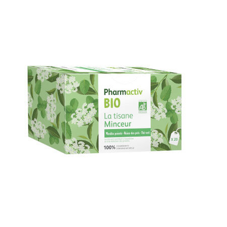 PHARMACTIV BIO La Tisane MINCEUR 20 Sachets - Menthe Poivrée, Reine des  Près, Thé Vert