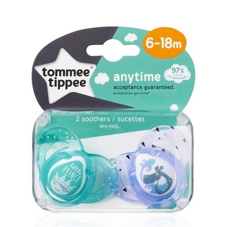 Tommee tippee Lot de 2 sucettes urban style 6-18 mois bleu / vert