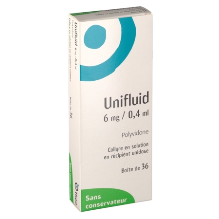 Unifluid 6 mg/ 0,4 ml, 36 flacons unidoses de 0,4 ml de collyre