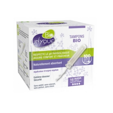 Unyque Tampons Bio avec Applicateur Super, Boite de 16 tampons