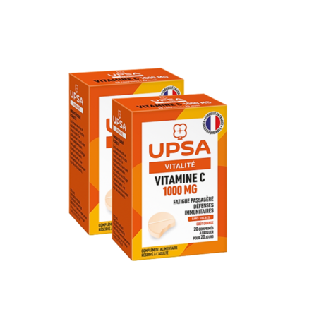 UPSA Vitamine C 1000 mg, 2 x 20 Comprimés à Croquer