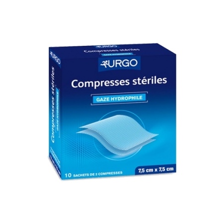 Urgo compresse gaze 7,5 cm x 7,5 cm, 2 x 10